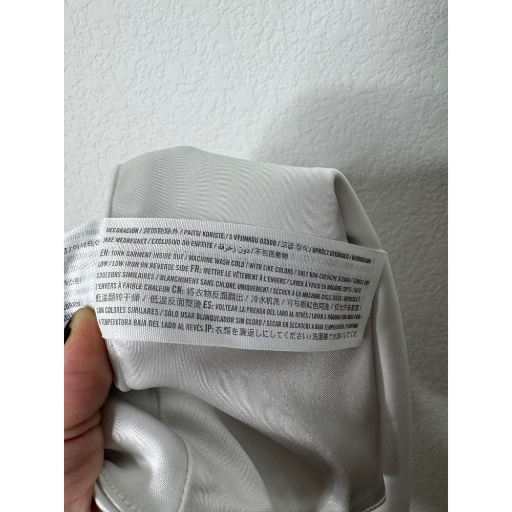 Abercrombie & Fitch Satin Corset Crop Top Silver White Sweetheart Neck Size S - Picture 10 of 11